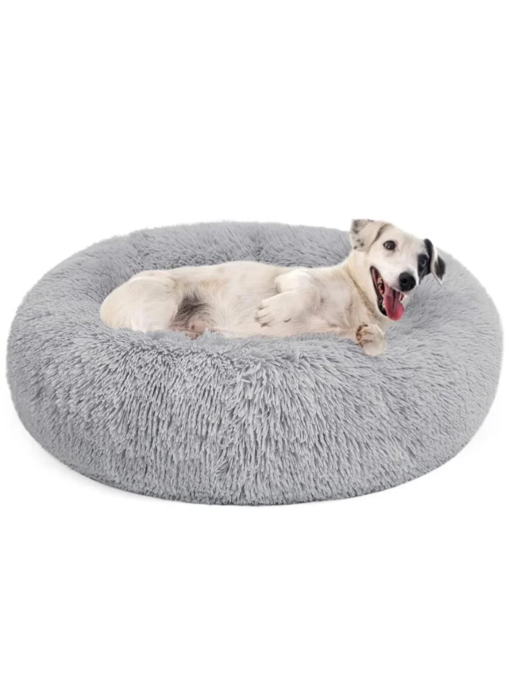 Calming Donut Dog Bed Anti-Anxiety Self Warming Cozy Soft Plush 27x7x8